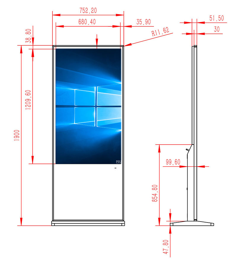 55寸影樓相片展示立式windows紅外觸摸一體機(jī)