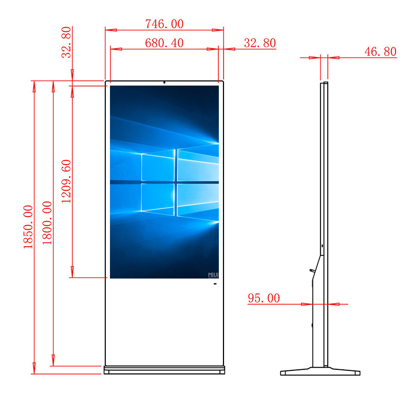 55寸立式樓宇windows一體機圖紙