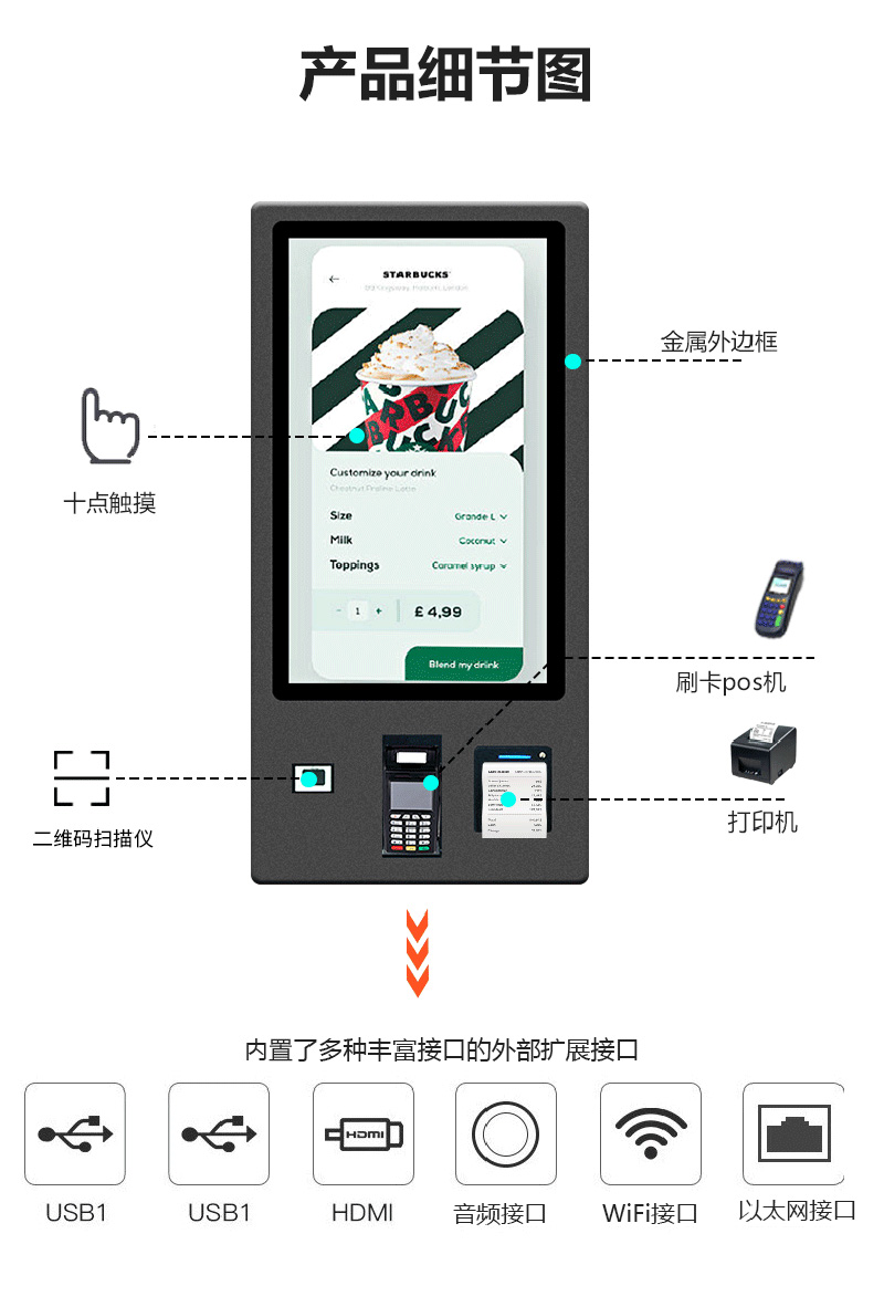 自助服務查詢點餐一體機價格